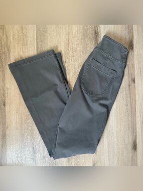 American Eagle Outfitters Women's Charcoal Wide Leg High Waisted Stretch Pants